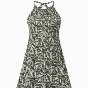 Eddie Bauer Green Tropical Leaf Halter Dress